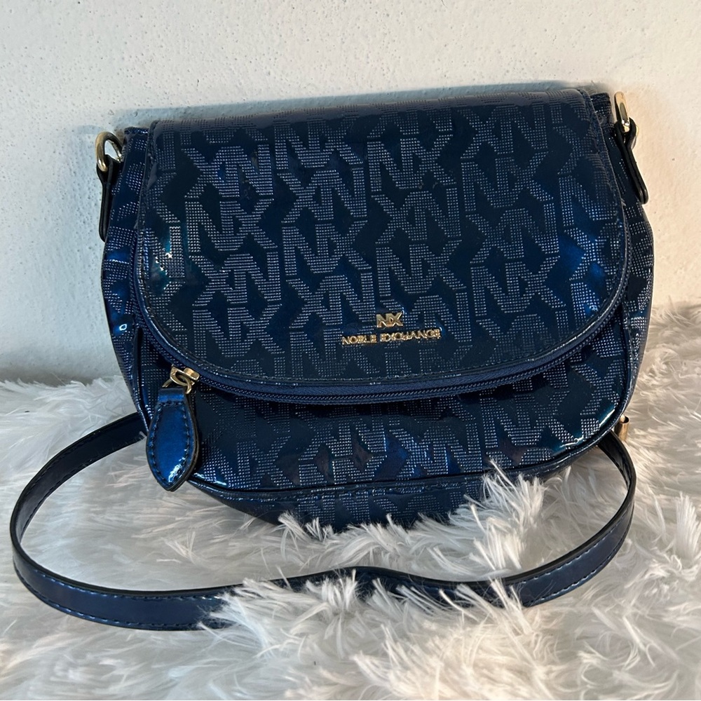 Noble Exchange Navy Monogram Crossbody Bag